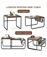 Nesting Coffee Table Set of 2 Industrial Stackable Side Table