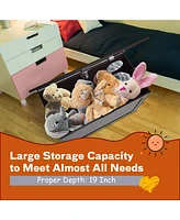 Costway Wooden Toy Box Kids Storage Chest Bench W/ Flip-Top Lid & Safety Hinge