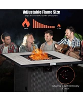 Costway 30'' Square Propane Gas Fire Pit Table Ceramic Tabletop 50,000 Btu