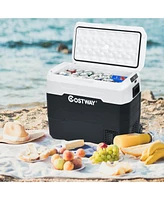 Costway 53 Qt Portable Car Refrigerator Dual-Zone Car Cooler