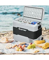 Costway 42 Qt Portable Car Refrigerator Dual-Zone Cooler