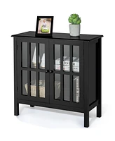 Costway Storage Buffet Cabinet Glass Door Sideboard Console Table Server