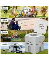 Costway 5.3 Gallon Portable Travel Toilet Outdoor Camping Toilet w/ Piston Pump Flush