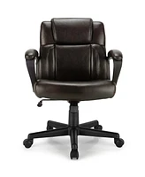 Costway Executive Leather Office Chair Adjustable Computer Desk Chair