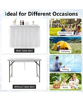 Sugift 4 Feet Folding Ice Bin Table with Skirt for Camping Picnic Wedding