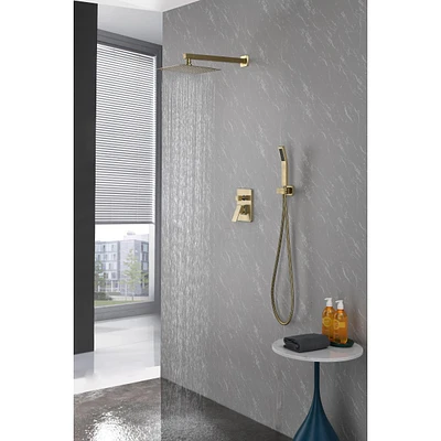 Simplie Fun 10 Inch Shower Head Bathroom Luxury Rain Mixer Shower Complete Combo Set Wall Mounted