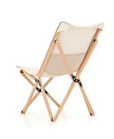 Costway Bamboo Butterfly Folding Chair Set of 2 with Storage Pocket 330 Lbs Capacity