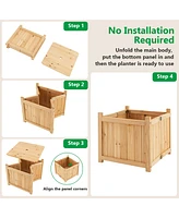 Costway Square Wood Flower Planter Box Raised Vegetable Patio