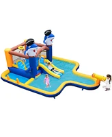 7-In-1 Water Slide Park with Splash Pool and Water Cannon without Blower