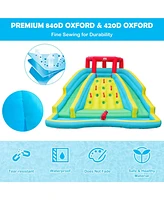 Inolait Double Side Inflatable Water Slide Park with Climbing Wall for Outdoor Without Blower