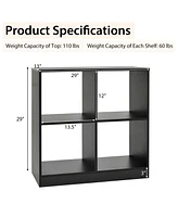 Costway Kids Toy Storage Organizer 4-Cube Wooden Display Bookcase with Anti-toppling Device