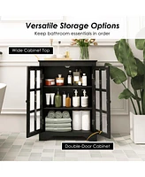 Costway Bathroom Floor Cabinet Display Storage with Adjustable Shelves