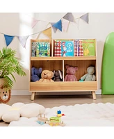 Costway 5-Cube Kids Bookshelf and Toy Organizer Wooden Storage Bookcase with Wood Legs