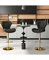 Costway Adjustable Bar Stool Set of 2 Leathaire Bar Chairs with Padded Seat & Footrest