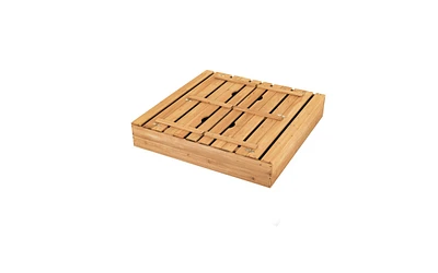 Slickblue Kids Wooden Sandbox with 2 Foldable Bench Seats