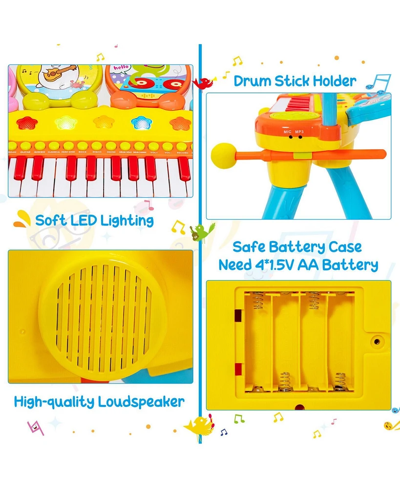 Slickblue 24-Key Piano Keyboard Dj Drum Combination with Microphone and MP3