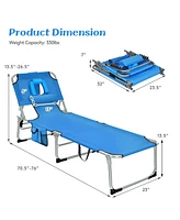 Gymax Folding Chaise Lounge Chair Bed Adjustable Outdoor Patio Beach Camping Recliner Blue