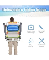 Gymax 4PCS Folding Backpack Beach Chair Reclining Camping Chair w/ Storage Bag Pattern