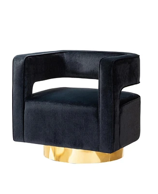 Carisa Contemporary Swivel Barrel Chair with Metal Base