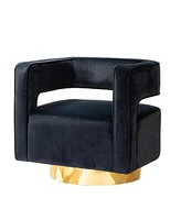 Hulala Home Carisa Contemporary Swivel Barrel Chair with Metal Base