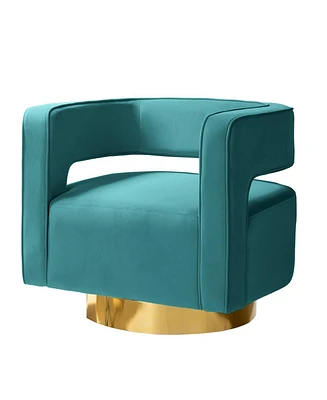 Carisa Contemporary Swivel Barrel Chair with Metal Base