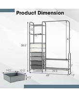 Sugift Free Standing Closet Organizer with Removable Drawers and Shelves