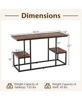 Costway Rustic Tv Console Table for 50" TVs Industrial Sofa Table with Open Storage Shelves