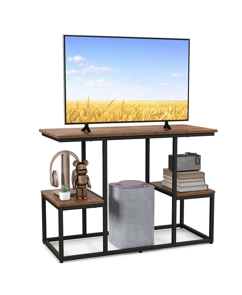 Costway Rustic Tv Console Table for 50" TVs Industrial Sofa Table with Open Storage Shelves