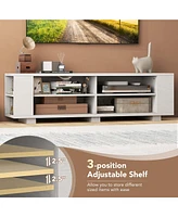 Costway 59" Wood Tv Stand Console Storage Entertainment Media Center with Shelf