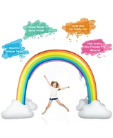 Slickblue Inflatable Rainbow Sprinkler Backyard Games Outside Water Toy Yard