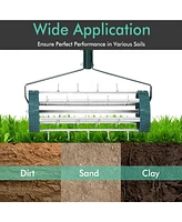 18 Inch Rolling Lawn Aerator with Anti-slip Handle and Tine Spikes