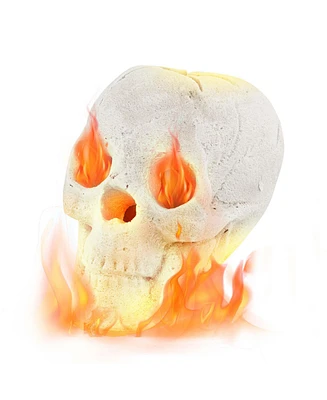 Costway Ceramic Fireproof Fire Pit Skull, Reusable Imitated Human Skull for Gas