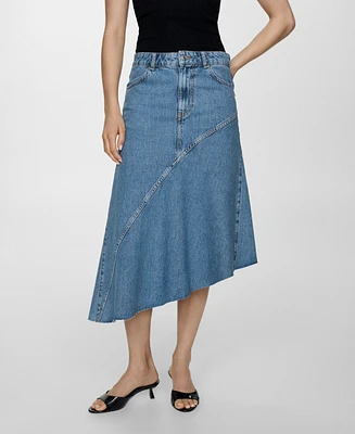 Mango Women's Asymmetrical Denim Skirt