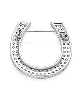 Bling Jewelry Large Western Fashion Statement Equestrian Cubic Zirconia Pave Cz Scarf Horseshoe Brooch Pin For Women