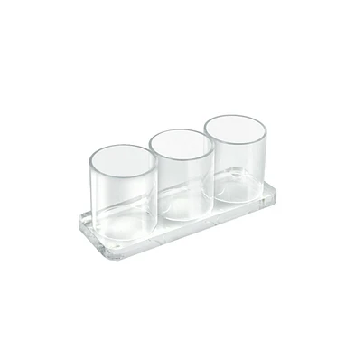 Azar Displays Three Cup Cylinder Deluxe Clear Acrylic Holder for Cosmetics and Pencils, Gift Shop