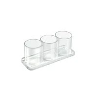 Azar Displays Three Cup Cylinder Deluxe Clear Acrylic Holder for Cosmetics and Pencils, Gift Shop