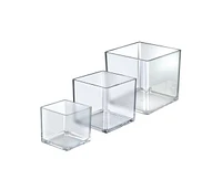 Azar Displays 4", 5", 6" Deluxe Clear Acrylic Square Cube Bin Set for Counter, Gift Shop