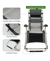 Inolait 2 Pieces Adjustable Padded Lounge Recliner with Removable Head Pillow