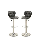 Simplie Fun Set Of 2 Adjustable Black Pu Bar Stools, Chrome