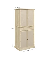 4 Door Cabinet With 1 Drawer, With 4 Adjustable Inner Shelves, Storage Cabinet
