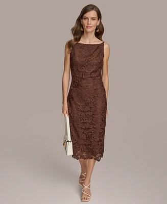 Donna Karan Women's Square-Neck Sleeveless Lace Sheath Dress