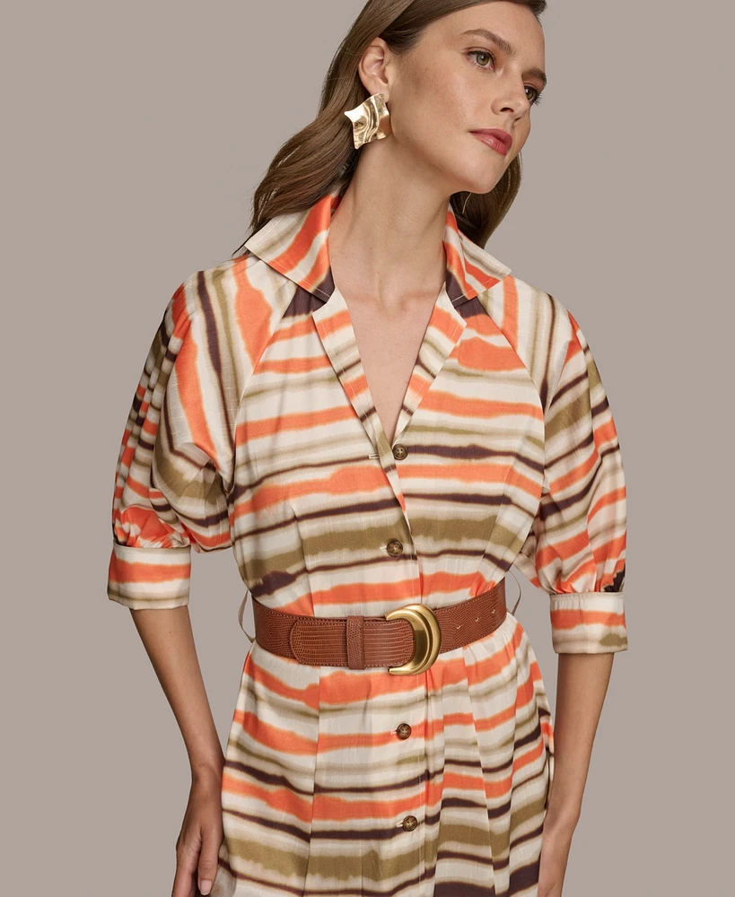 Donna Karan Women's Belted 3/4-Sleeve Shirtdress