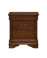 Traditional 2-Drawer Nightstand, Cherry Finish