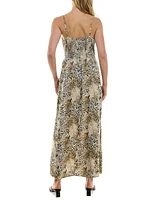 As U Wish Juniors' Animal-Print Square-Neck Maxi Dress