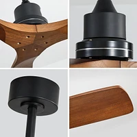 52 Inch Outdoor Farmhouse Ceiling Fan With Remote Carved Wood Fan Blade Reversible Motor