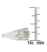 Suzy Levian Sterling Silver Cubic Zirconia Multi Row Ring