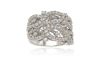 Suzy Levian New York Sterling Silver Cubic Zirconia Pave Leaf Ring