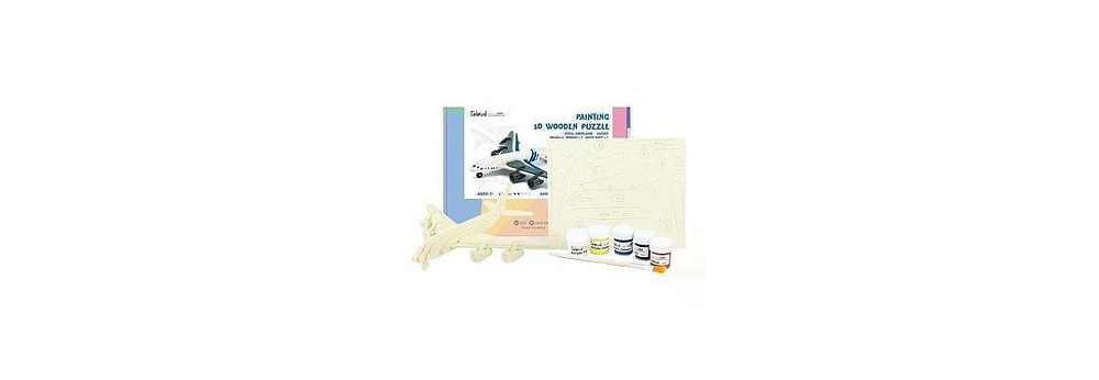 Flash Popup Diy 3D Wooden Puzzle with Paint Kit: Civil Airplane