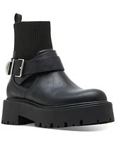 Madden Girl Ccryptic Knit Buckle Lug Sole Booties