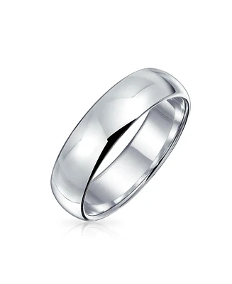 Bling Jewelry Minimalist Plain Simple .925 Sterling Silver Dome Couples Wedding Band Ring For Women For Men 5MM